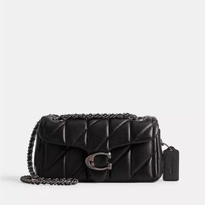 Coach Quilted Tabby 20 in Black and Silver Hardware